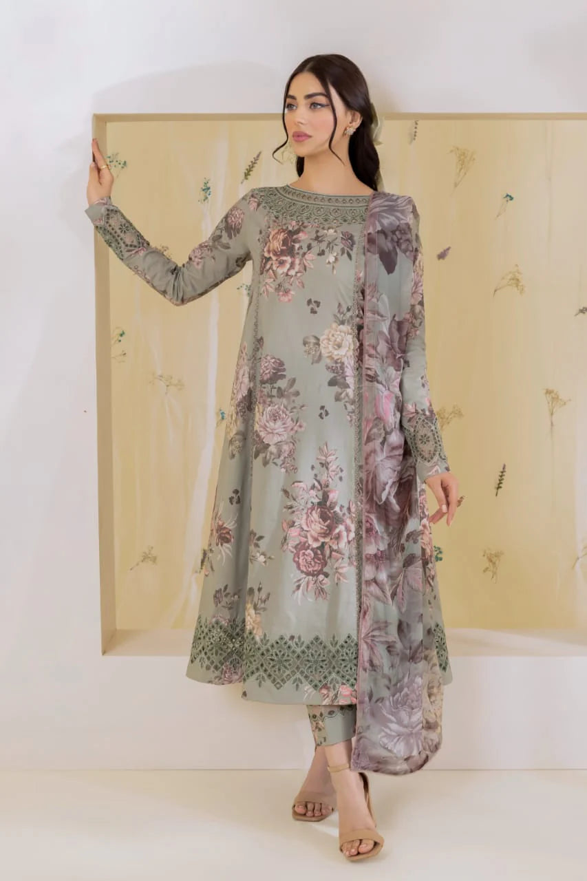 KHADDAR 3PC WITH KHADDAR PRINTED SHIRT & TROUSER-914